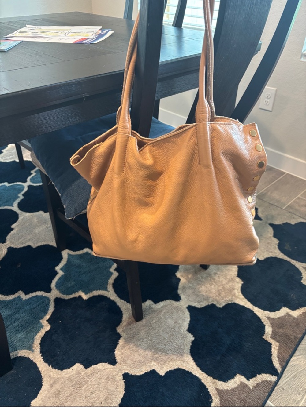 Hammitt Pebbled Leather Tote in Tan with Gold Studs - Picture 3 of 16